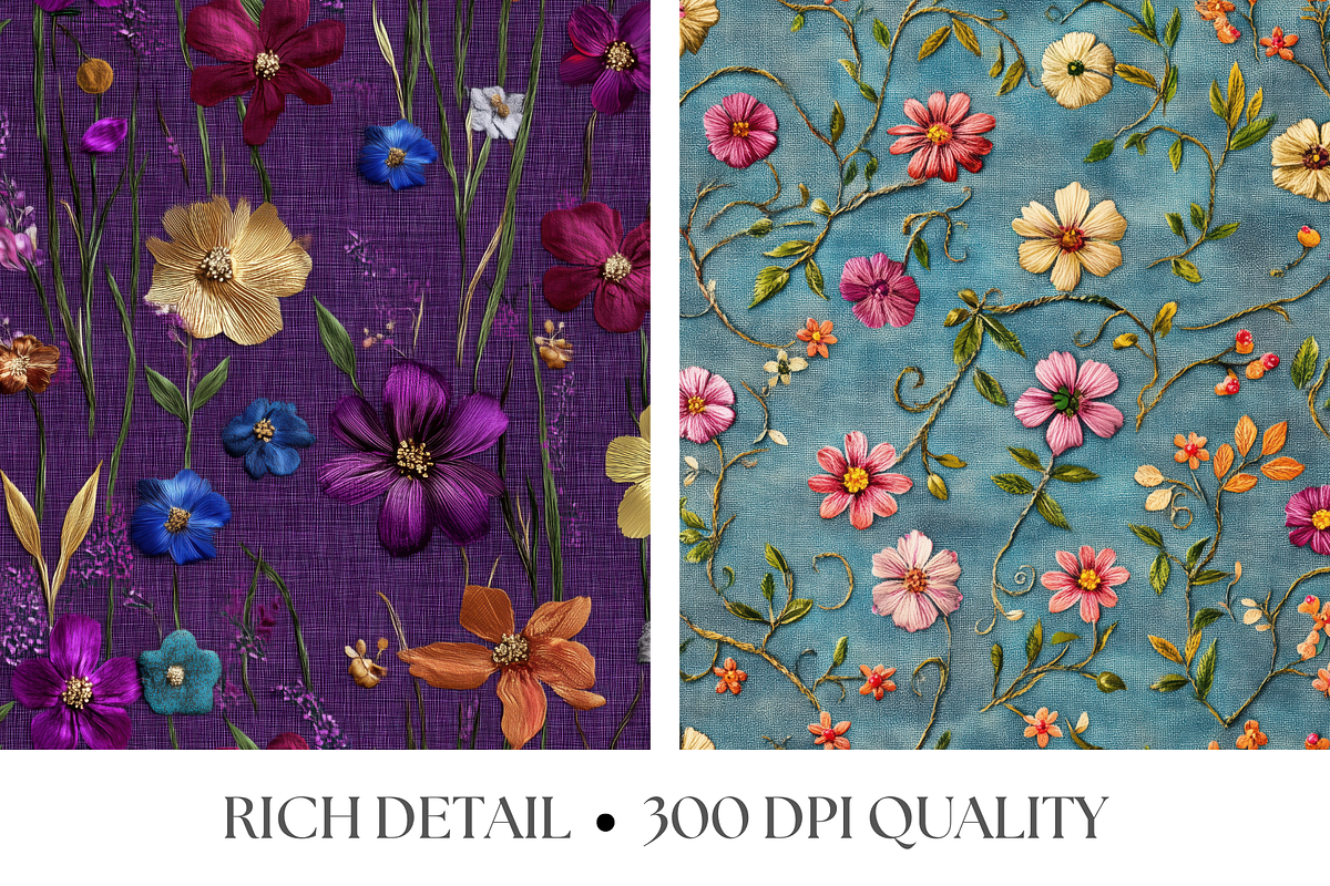 Embroidered Flowers Texture Patterns, a Pattern Graphic by Artful Assets Boutique (Photo 3 of 4)