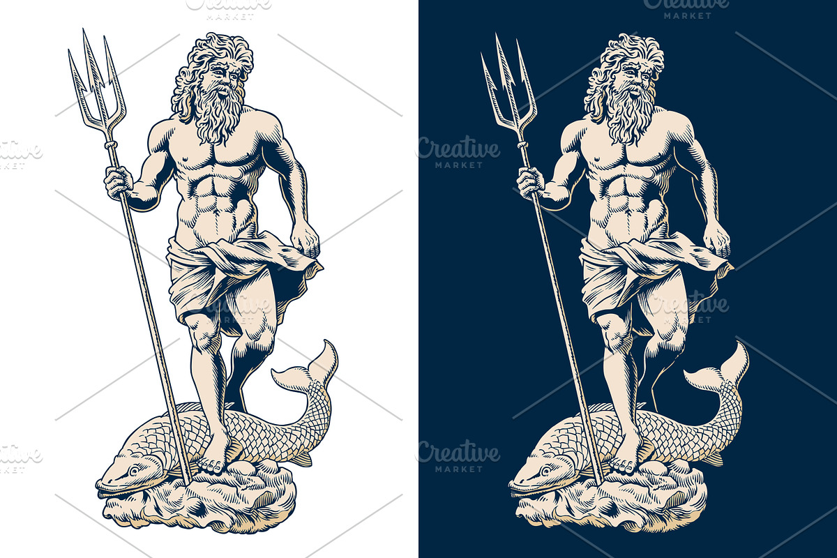 Sea God Neptune or Poseidon vector, a Person Illustration by Ledokolua (Photo 1 of 3)