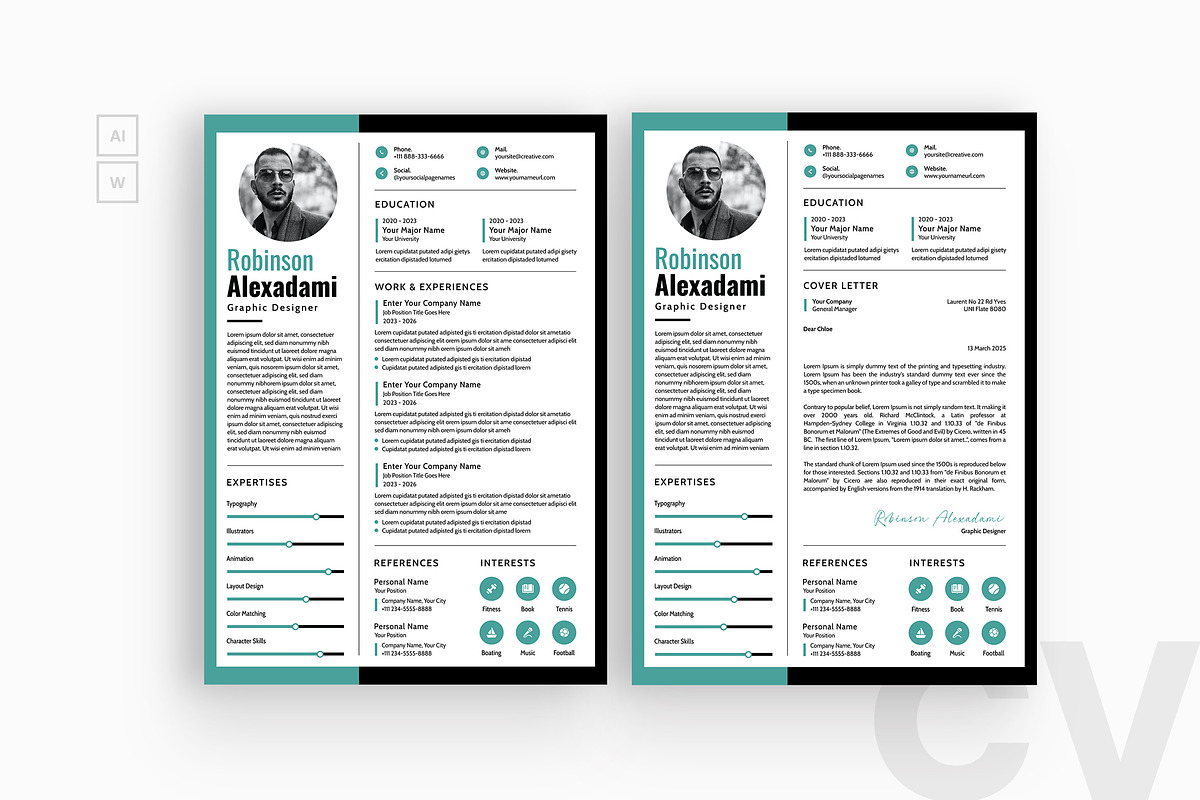 Line Shape Color Resume CV, a Resume Template by iDoodle Studio (Photo 1 of 4)