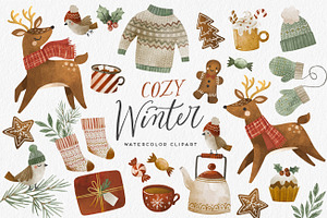 Cozy Winter Watercolor Graphics