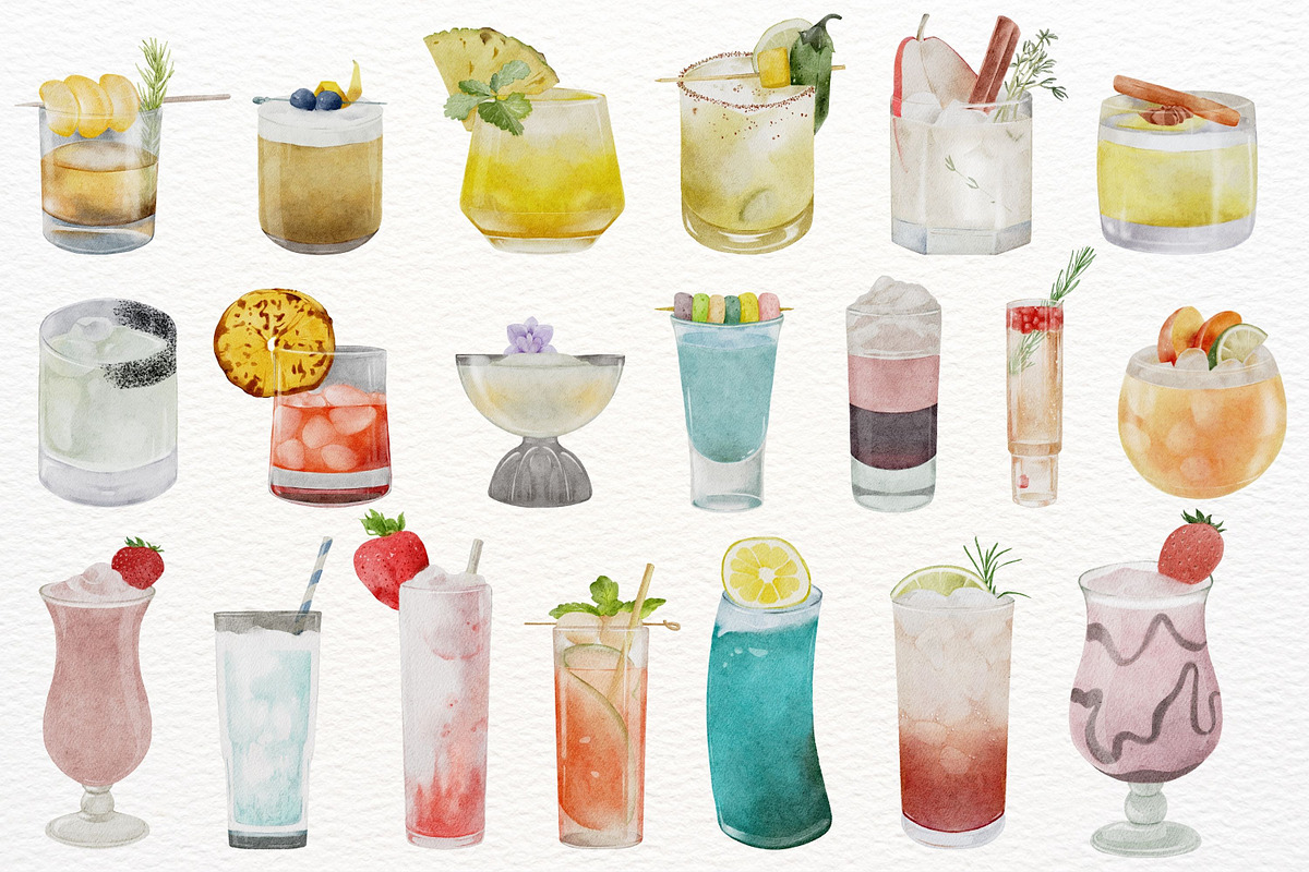 Watercolor Cocktail & Drink, a Food Illustration by ArtbyHien (Photo 8 of 11)