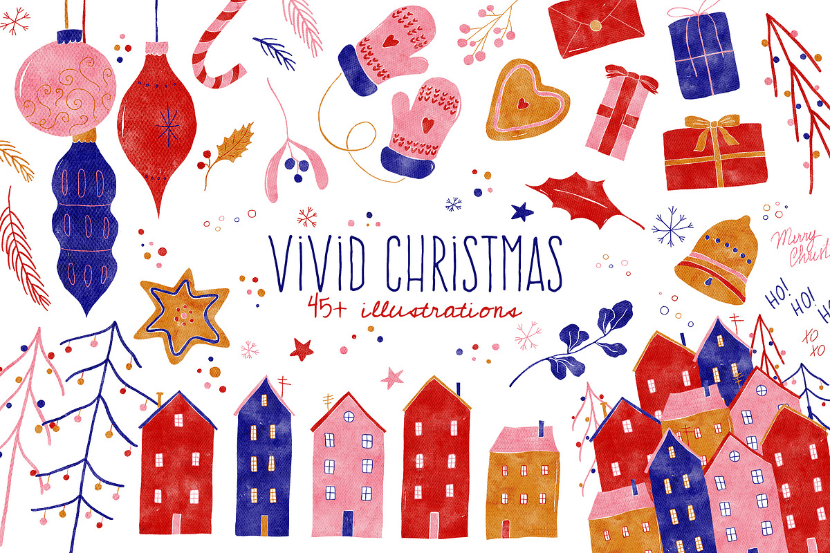 Vivid Christmas Cliparts & Patterns, a Seasonal Illustration by OkPen (Photo 1 of 13)