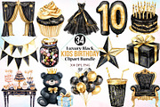 Luxury Black Kids Birthday Clipart, a Seasonal Illustration by Canvas Craft (Thumbnail 1 of 4)
