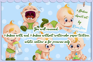 Watercolor Babies Clipart Set