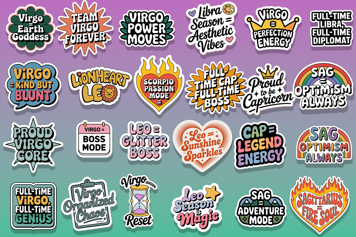 160 Zodiac Stickers, an Object Graphic by Jakayla Digital Co (Photo 11 of 16)