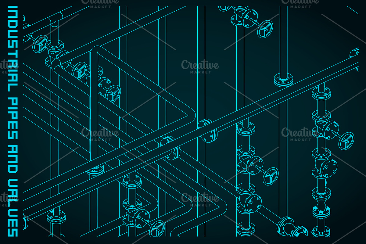 Industrial pipes and valves Set, an Illustration by Blacklight (Photo 4 of 6)