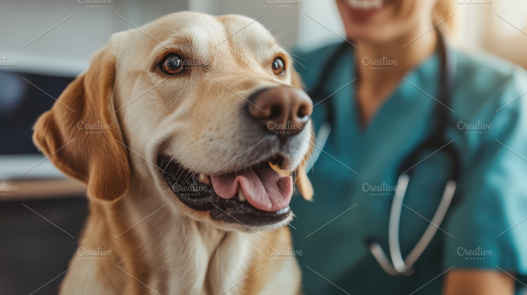 Happy Labrador Retriever at the Vet, an Animal Photo by Pixeness Studio