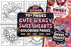 Cute Easy Sweet Hearts Coloring Page, a Seasonal Illustration by Craftsbeefy