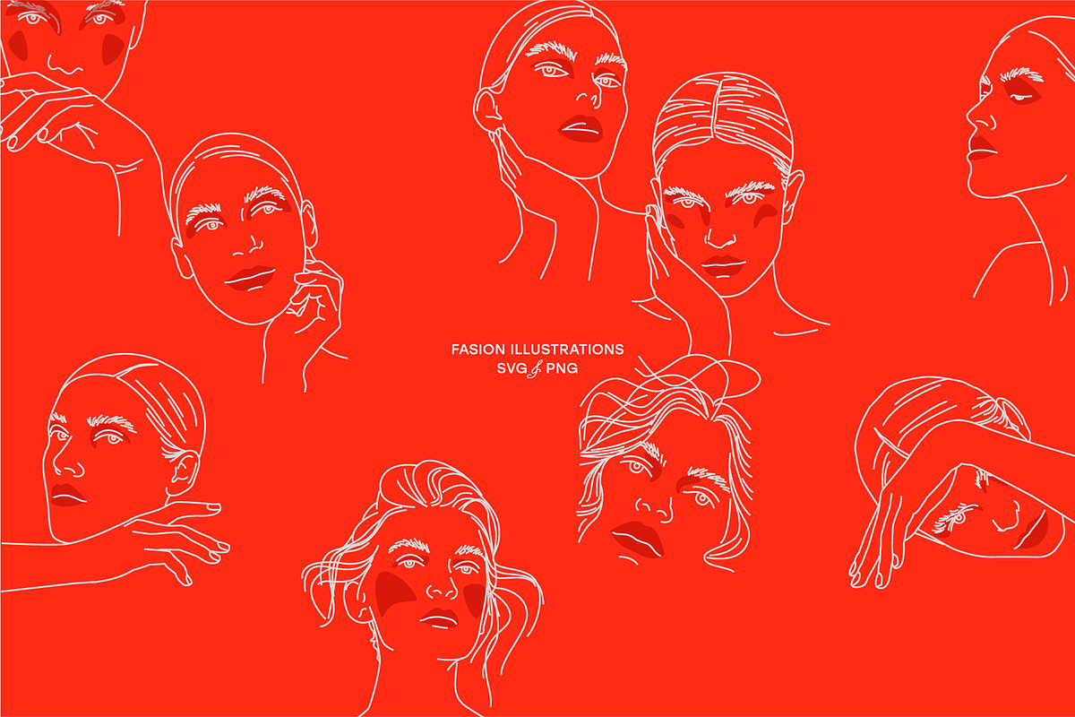 Line Illustrations Set Female Faces, a Person Illustration by line & plane (Photo 2 of 11)