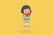 Happy Kids with Watermelon Slice, a Person Illustration by Partikusi Design (Thumbnail 2 of 3)