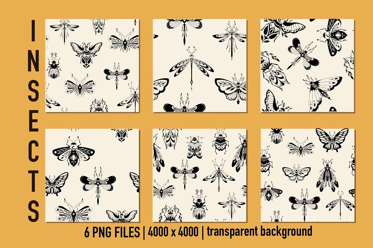 Insects. Graphic clipart + patterns., a Wallpaper Graphic by heyXeni (Photo 5 of 5)