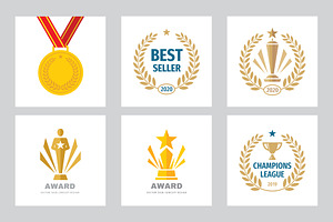 Award Winner Cup Logo Badge Set