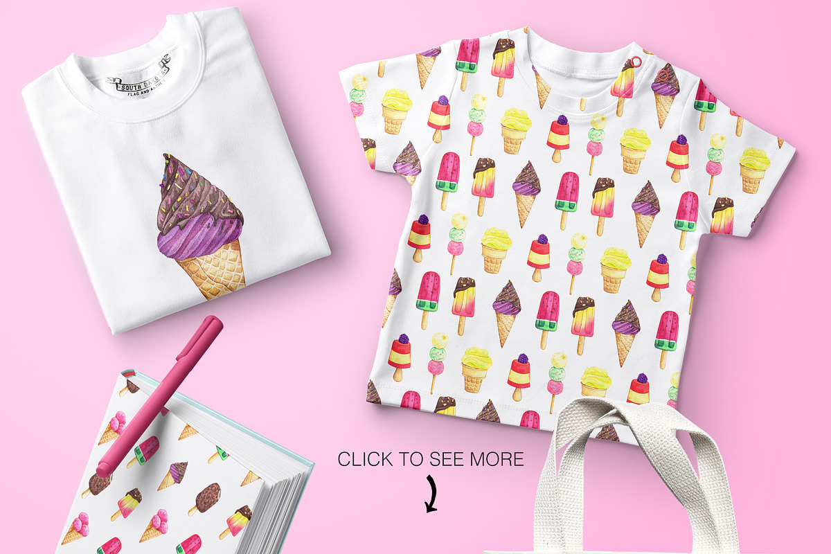 Watercolor Ice Cream Collection, a Decorative Illustration by Olga Alexeenko (Photo 5 of 5)