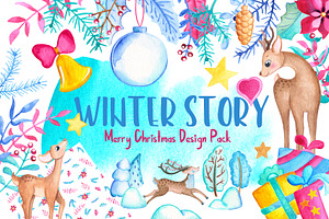 Christmas Deer Watercolor Clipart