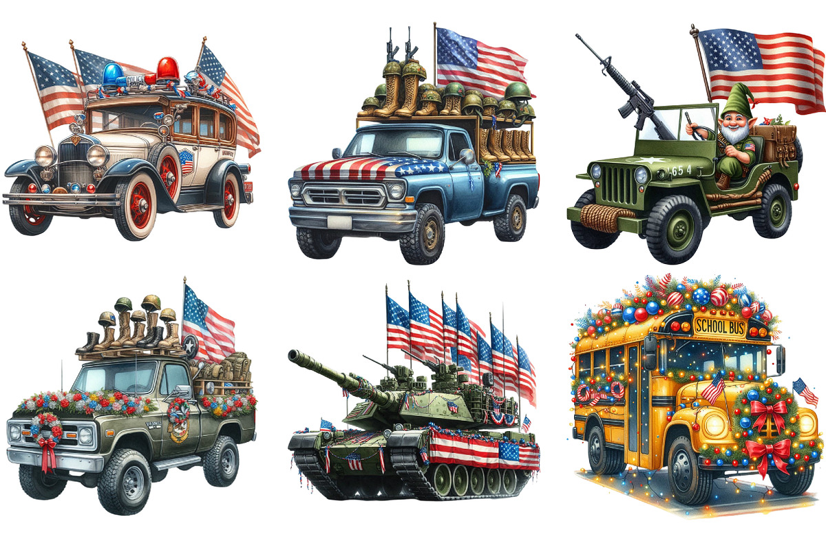 Memorial Day Car Parade Clipart, an Illustration by DreamArtGraphic (Photo 4 of 4)