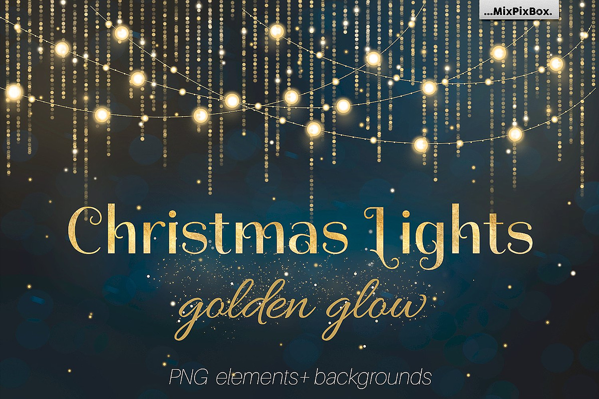 Christmas Lights Golden Glow, a Layer Style Add-On by MixPixBox (Photo 1 of 12)