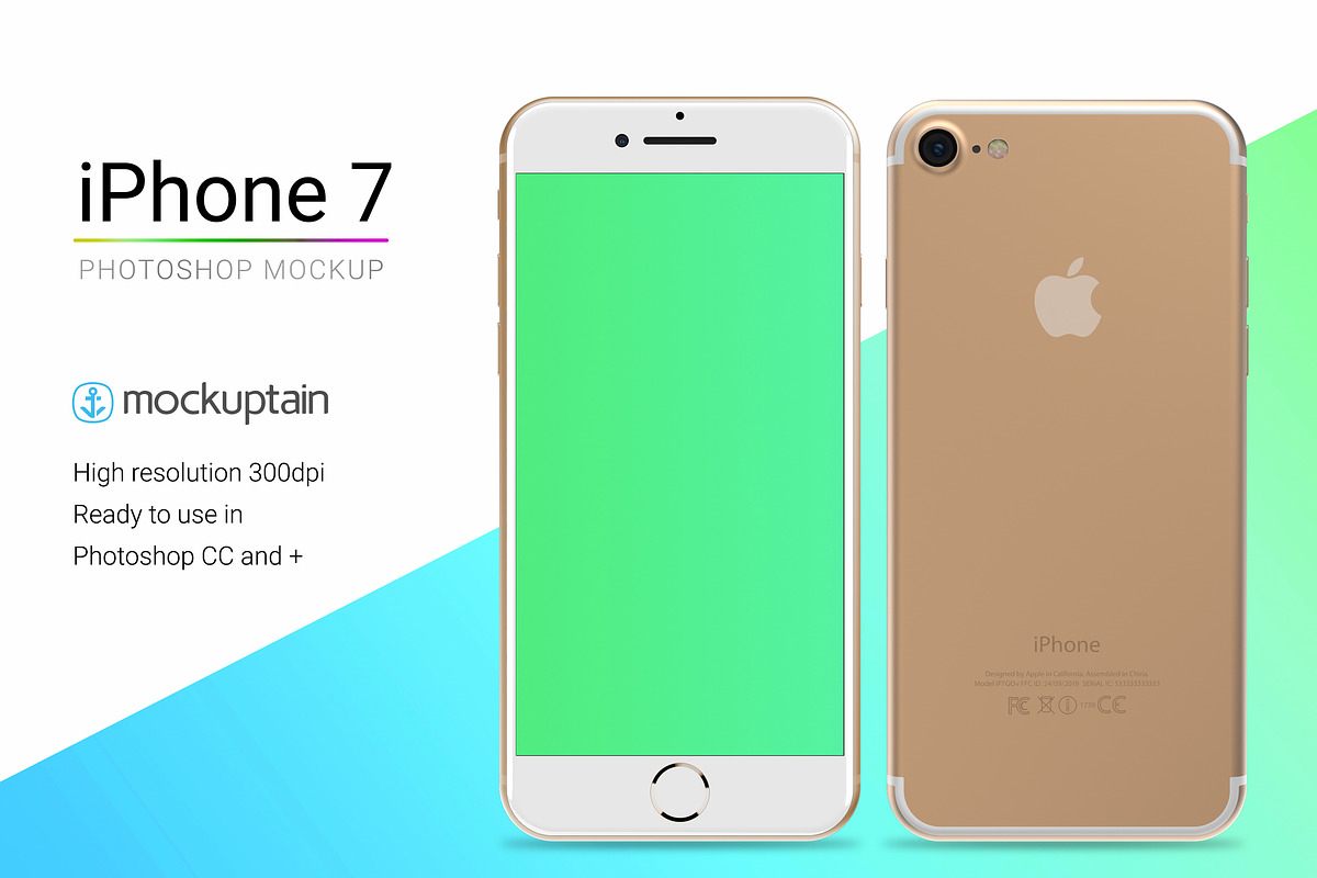 Iphone 7 Mockup White Gold Straight, an iPhone Mockup by mockuptain (Photo 2 of 6)