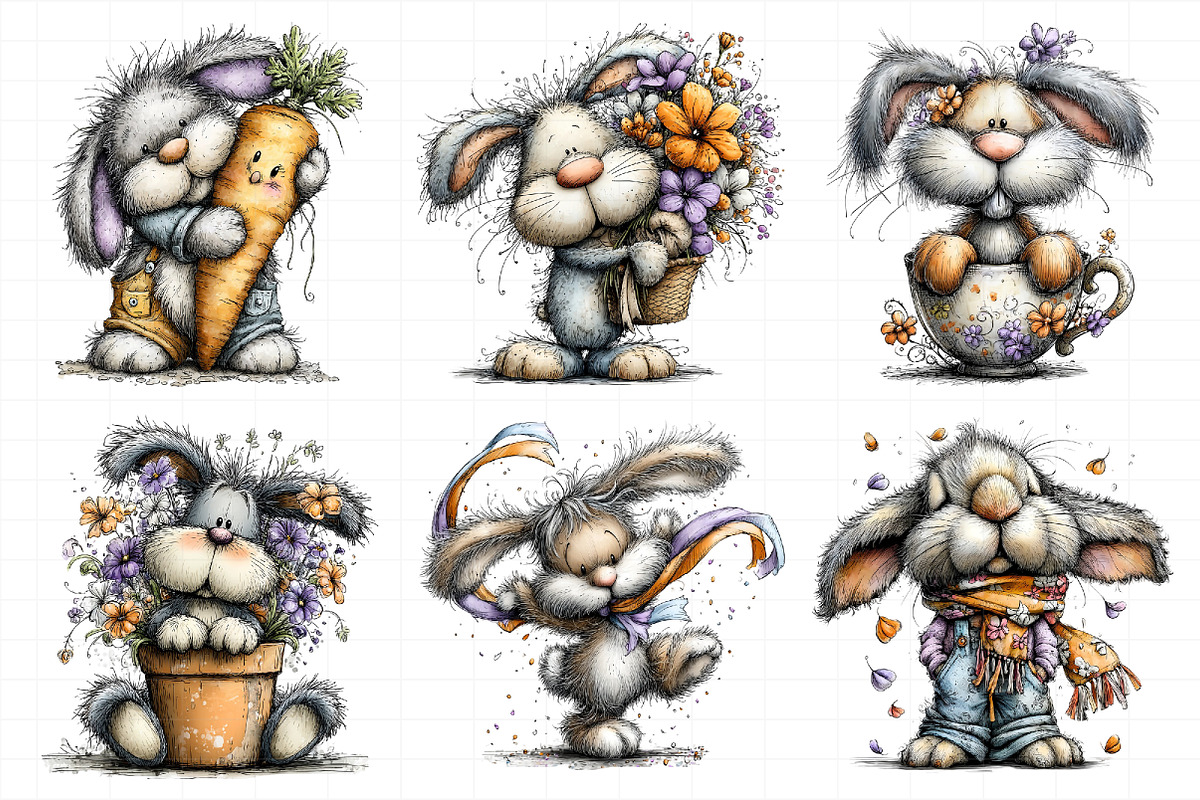 Whimsical Bunny Clipart, an Illustration by Daily.Designs (Photo 4 of 7)