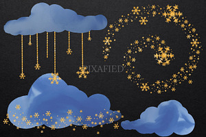 Watercolor Clouds Glitter Snowflakes