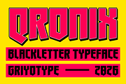 Qronix – Modern Blackletter, a Blackletter Font by Griyo Type (Thumbnail 1 of 10)