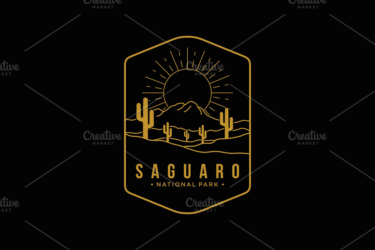 Line art Saguaro National Park logo, a Branding & Logo Template by swarnstudio