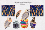 Magic school watercolor clipart, an Education Illustration by AnastasiaWatercolor (Thumbnail 7 of 9)