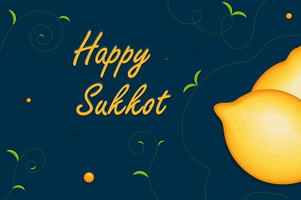 Happy Sukkot design with lemons.Gree