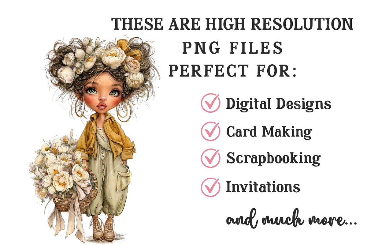 Floral Girl PNG Clipart Set, an Illustration by OK Design (Photo 6 of 6)