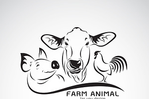 Vector Group Of Farm Animal.