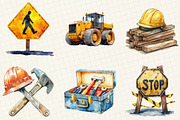 Watercolor Construction Clipart, an Illustration by OK Design (Thumbnail 3 of 5)