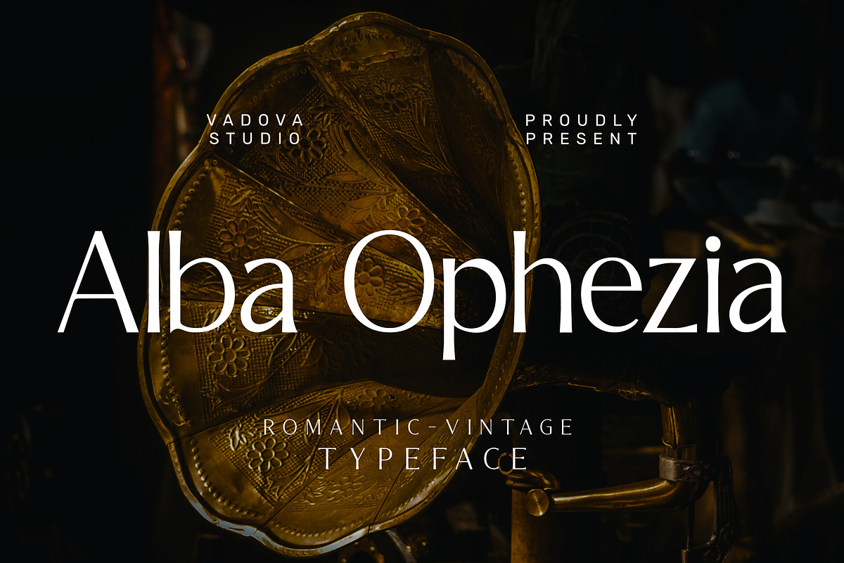 Alba Ophezia Romantic Vintage Font, a Sans Serif Font by Vadovastd (Photo 1 of 8)
