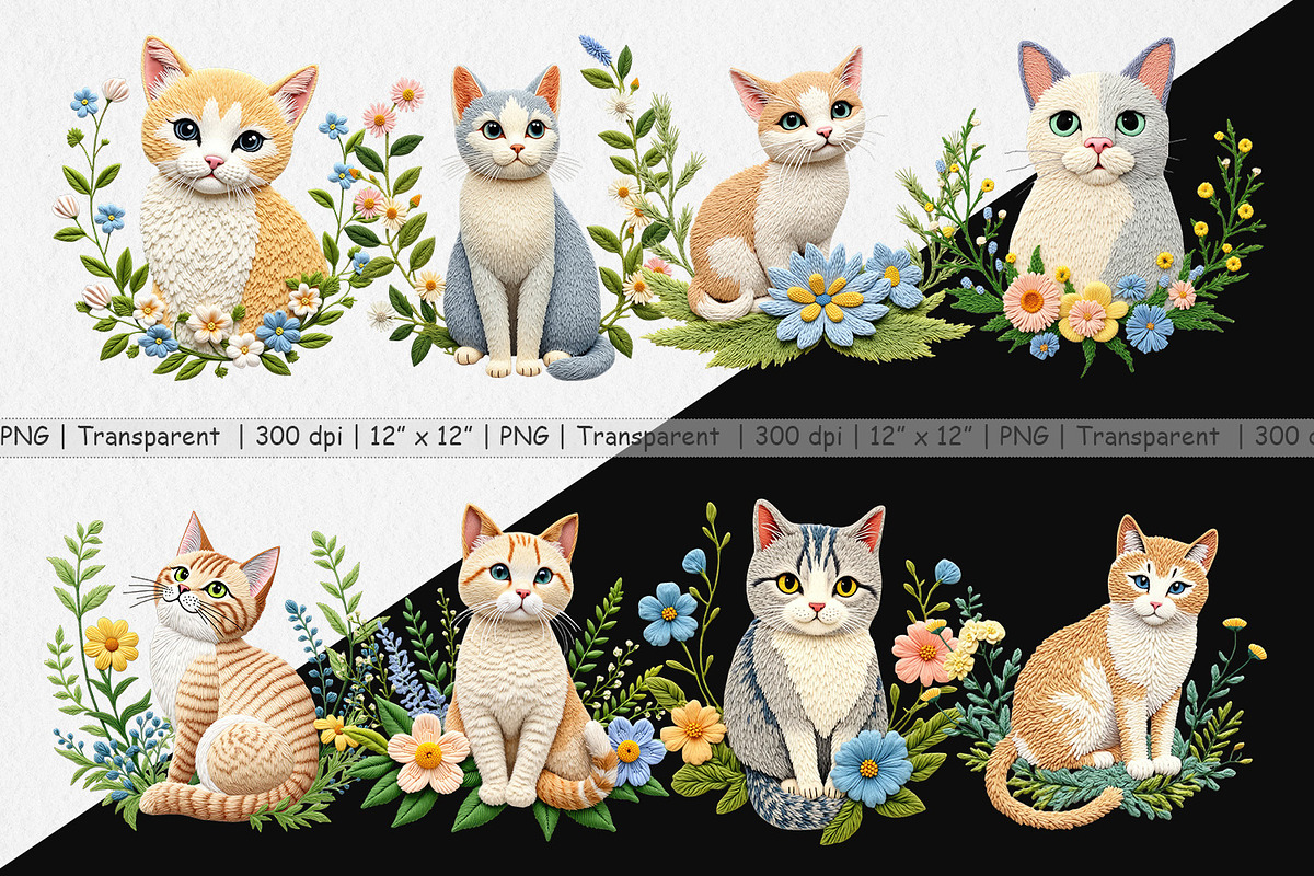 Cat Embroidery Clipart, a Graphic by Artnoy (Photo 2 of 5)