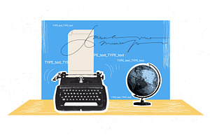 Typewriter halftone collage. Writer, an Illustration by Stock-Smart-Start