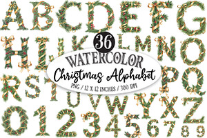 Watercolor Christmas Alphabet, an Illustration by Designking
