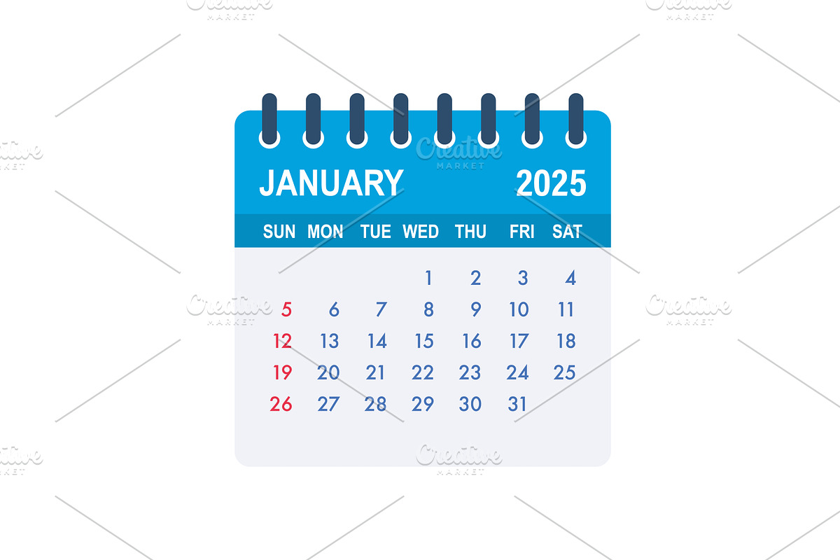 January 2025 tear off calendar page, an Object Illustration by DG-Market