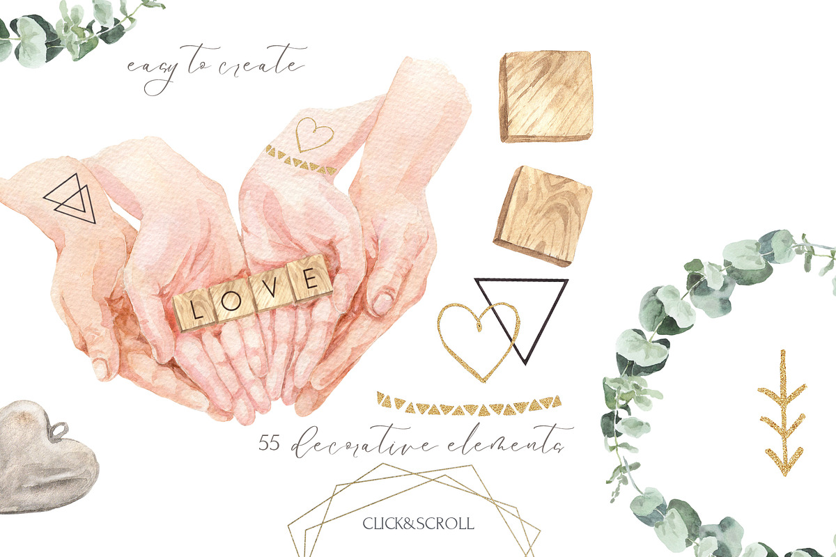 Hands & Relationship Watercolor Set, a Person Illustration by Cat In Colour (Photo 6 of 9)