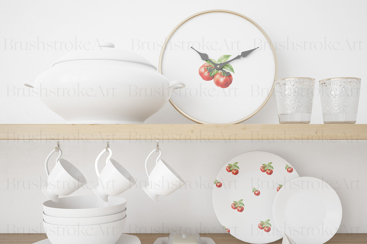 Watercolor Tomato Clipart, Vegetable, a Food Illustration by BrushstrokeArtGB (Photo 7 of 9)