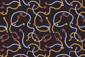 Gold, Silver Chains Seamless Pattern