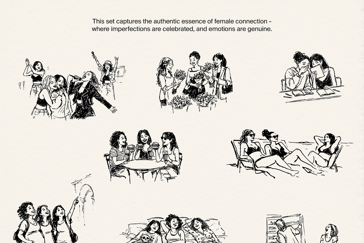 Women's Friendship: Vector Line Art, a Person Illustration by divanovskaya_nv (Photo 10 of 15)