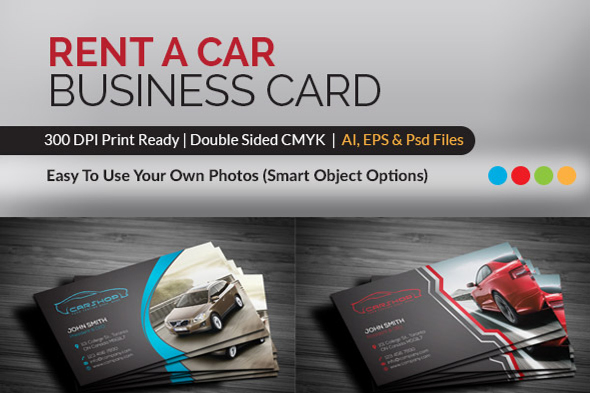 Rent A Car Business Card, a Business Card Template by RQ Designs (Photo 1 of 8)