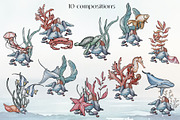Sea Life. Line art and color, an Animal Illustration by DamriNa art (Thumbnail 5 of 10)
