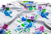 Watercolor blue flowers and birds., an Illustration by yulia.sukhanova (Thumbnail 4 of 4)