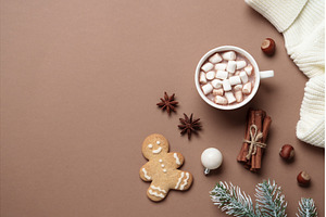 Mocha Mousse Winter flat lay, a Holiday Photo by Nadia-nb