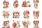 Whimsical Strawberry Couple Clipart, an Illustration by Designking (Thumbnail 3 of 5)