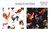Watercolor roosters, an Illustration by Julycolor (Thumbnail 3 of 7)