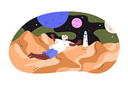 Sleeping people have dreams at night, a Person Illustration by Good Studio (Thumbnail 9 of 12)