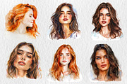 Watercolor women portraits, a Graphic by Norse Studio (Thumbnail 3 of 3)
