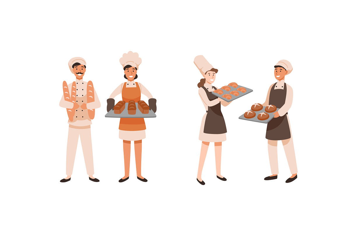 Bakers baking bread, buns set, a Person Illustration by Good Studio (Photo 2 of 5)