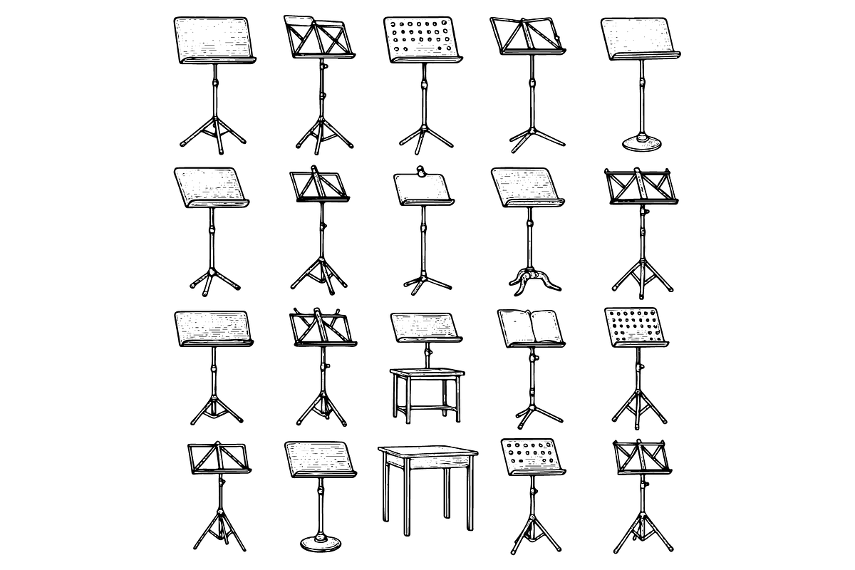 Music Stand Illustration Collection, an Object Graphic by nikagraphic