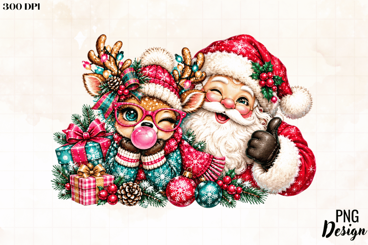 Pink Christmas Reindeer PNG, an Object Graphic by Cut File (Photo 3 of 3)